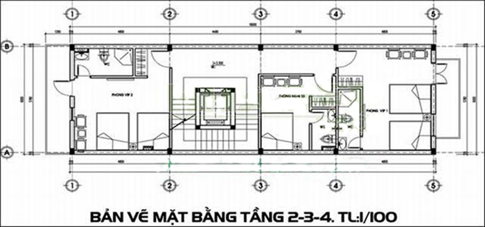 Bản vẽ nhà nghỉ 5 tầng 4