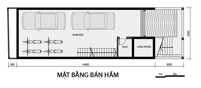 Mẫu thiết kế nhà cấp 4 có tầng hầm 2