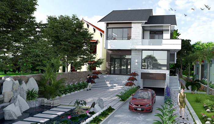 Mẫu nhà cấp 4 có tầng hầm hiện đại 1