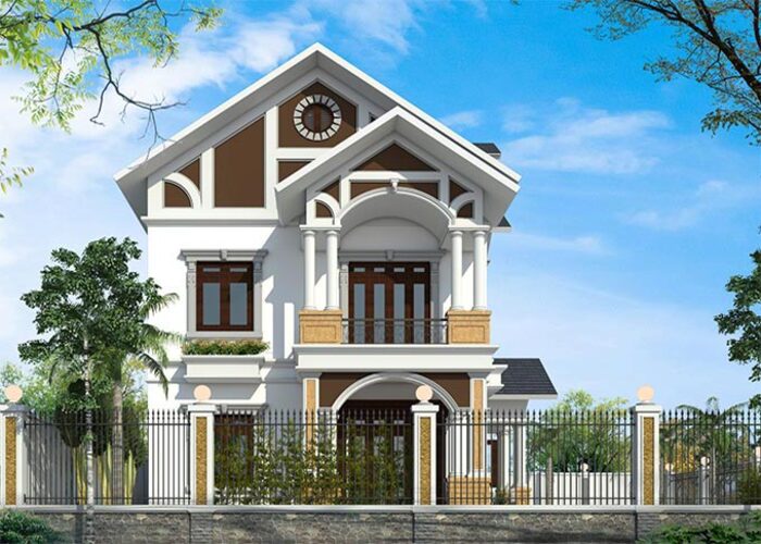 Thiết kế biệt thự mái thái 2 tầng có sân vườn