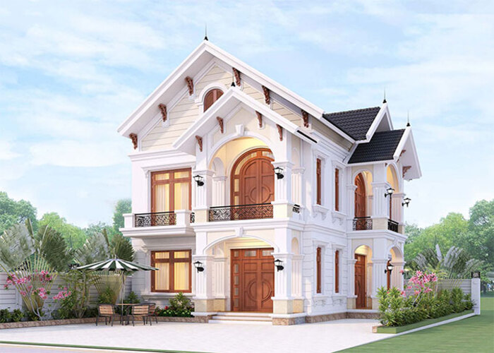 Thiết kế biệt sân vườn 2 tầng 4 phòng ngủ