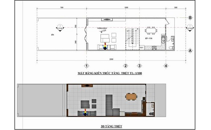 thiết kế nhà 2 tầng 3 phòng ngủ 5×12 2