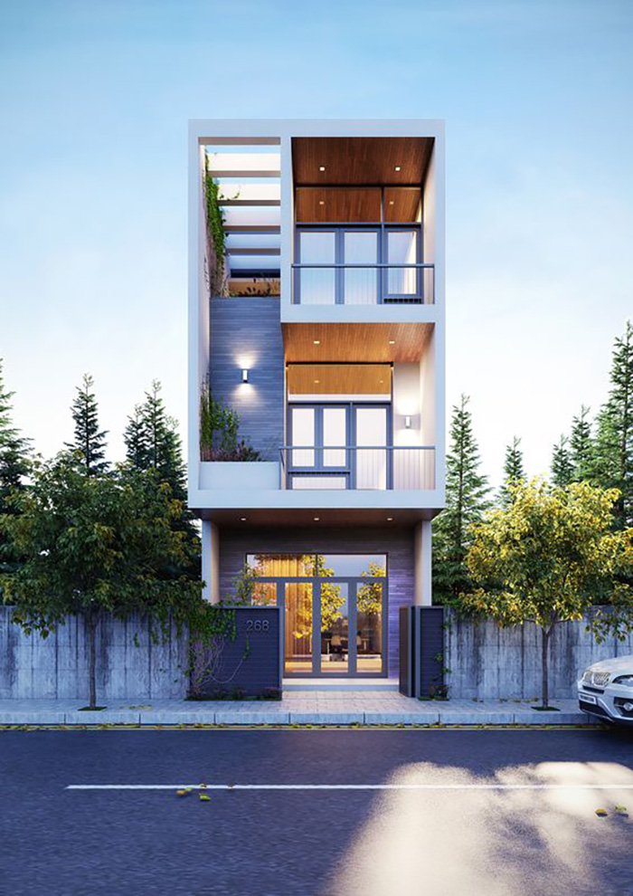 Ngôi nhà có thiết kế tổng thể với hình khối vuông vức tạo nên sự khỏe khoắn