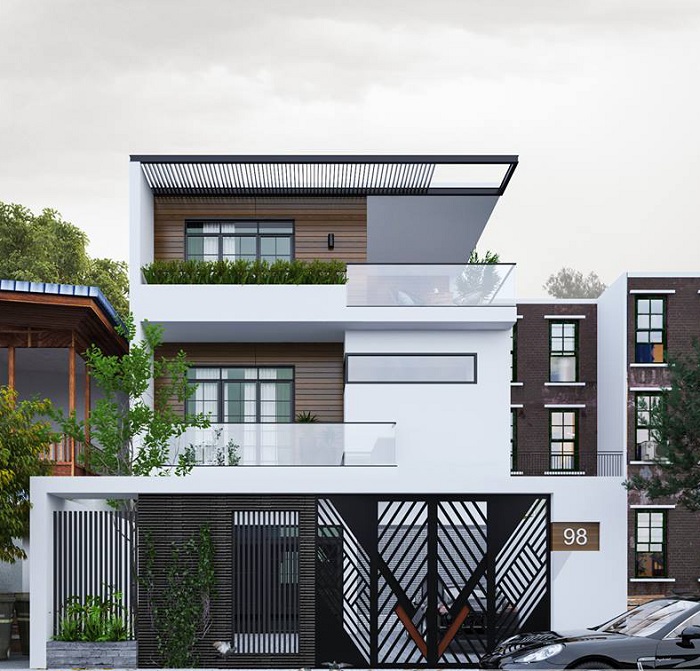 Thiết kế nhà ống có gara rộng 8x20m 2