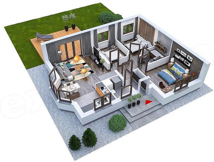Xhà cấp 4 khoảng 400 triệu phong cách châu Âu 3