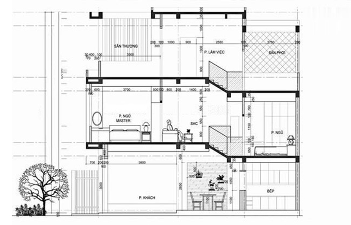 mau-thiet-ke-nha-ong-lech-tang-4x15m-3-tang-2 Mẫu thiết kế nhà ống lệch tầng 4x15m 3 tầng 2