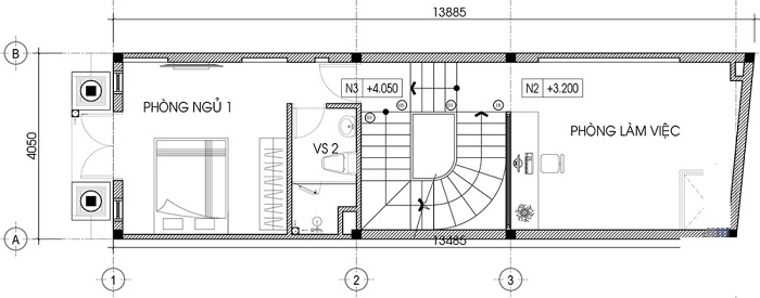 Mẫu thiết kế nhà ống lệch tầng 4x15m mái thái 3