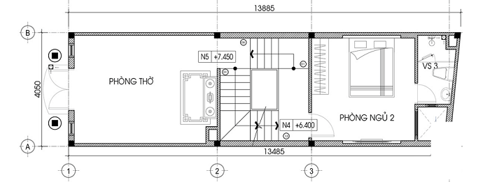 Mẫu thiết kế nhà ống lệch tầng 4x15m mái thái 4