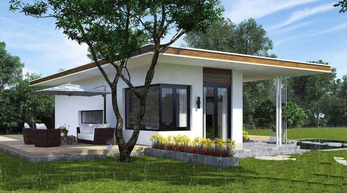thiet-ke-nha-cap-4-kieu-nhat Nhà cấp 4 80m2 mái bằng được thiết kế theo phong cách Nhật