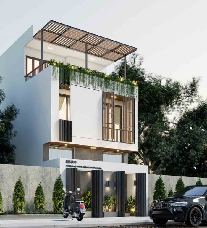 Thiết kế nhà ống 2 tầng 1 tum 4