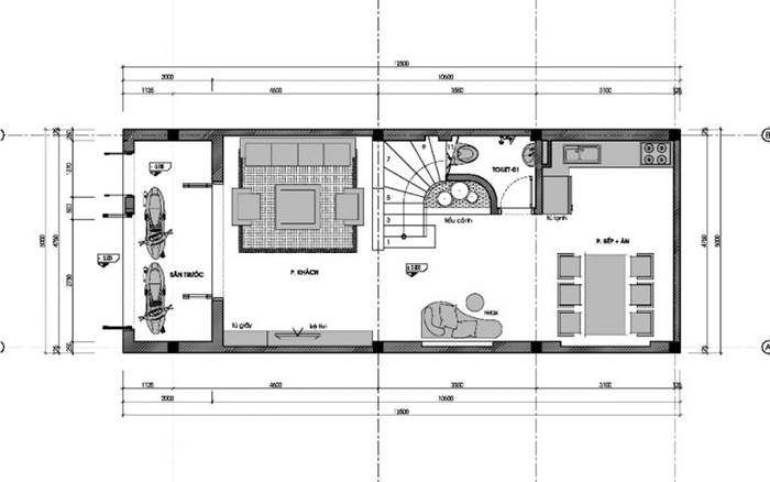 thiết kế nhà phố 3 tầng 5×12m 2
