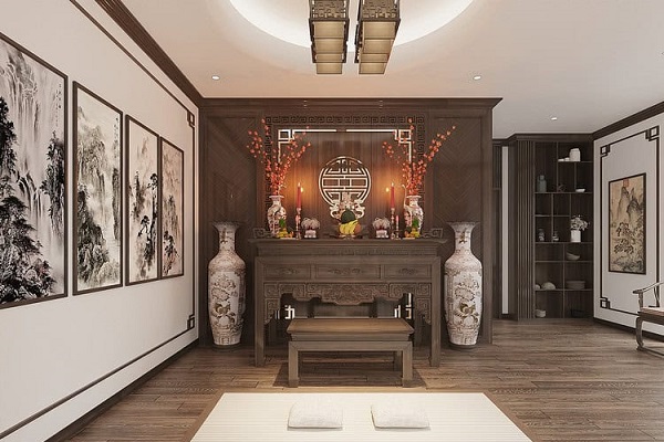 Thiết kế nội thất phòng thờ đẹp, chuẩn phong thủy 2 phòng thờ tân cổ điển