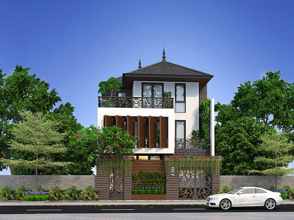 nhà 3 tầng phong cách đông dương