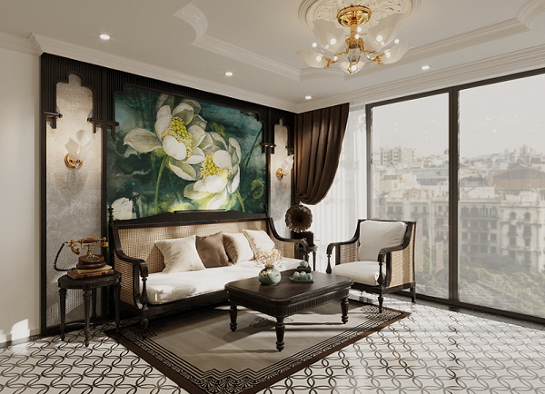 nội thất chung cư phong cách indochine