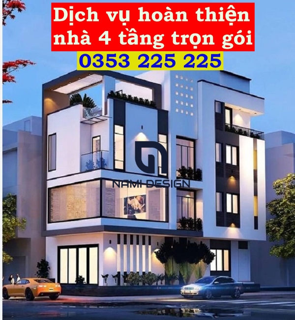 hoàn thiện nhà 4 tầng trọn gói