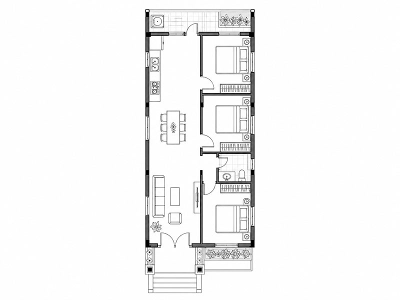 Bản vẽ nhà cấp 4 4x12m2 2