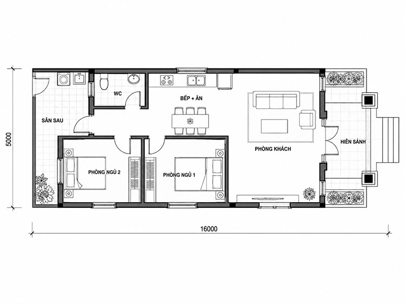Bản vẽ nhà cấp 4 5x10m2 2