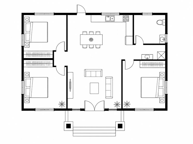 Bản vẽ nhà cấp 4 mái tôn 2