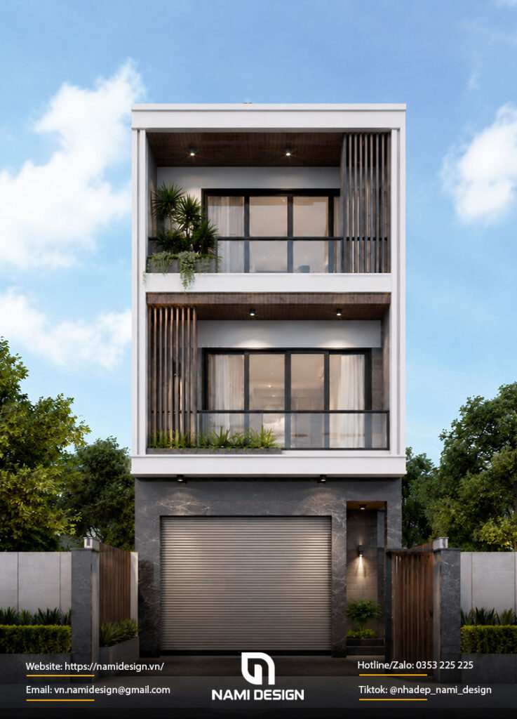 Bản vẽ nhà ống 4x15m có gara ô tô