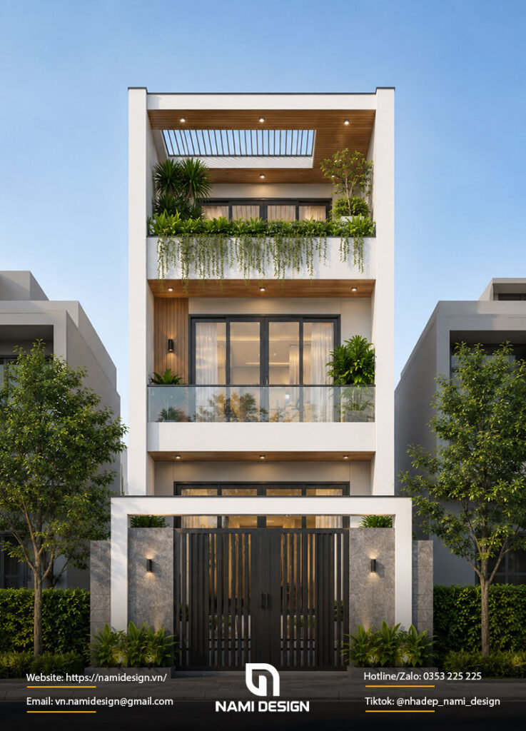 Bản vẽ nhà ống 4x15m có giếng trời