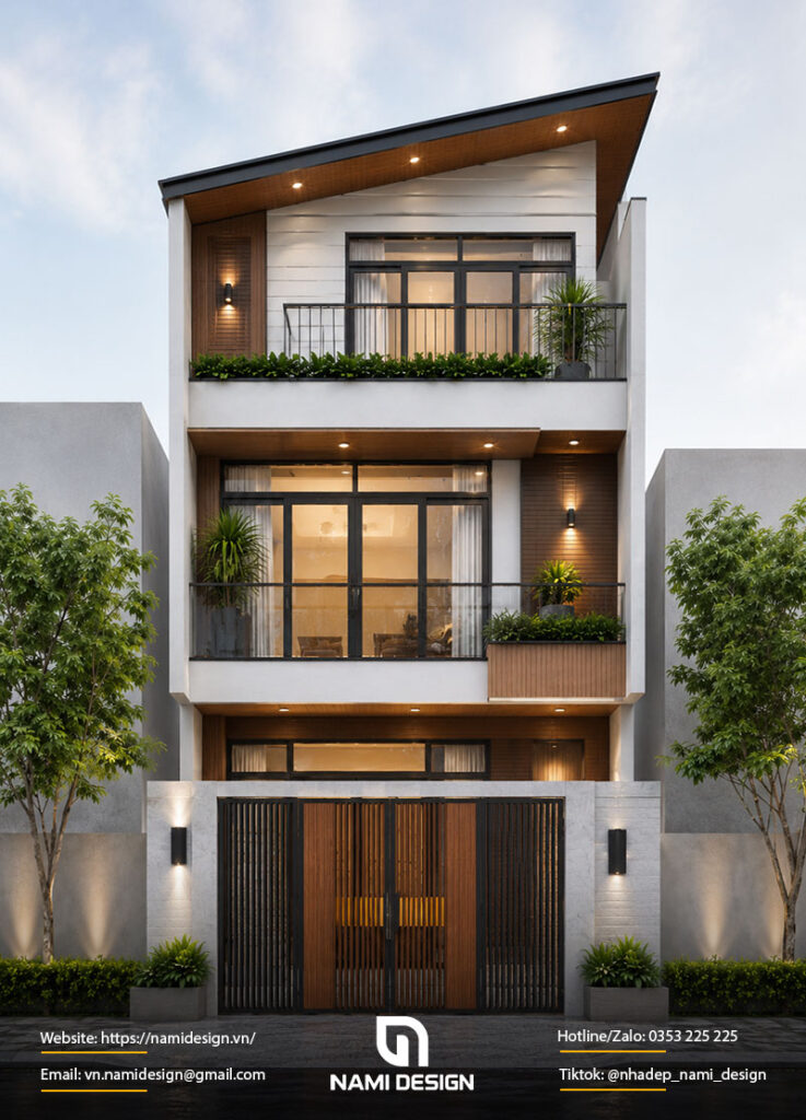 Bản vẽ nhà ống 4x15m mái lệch