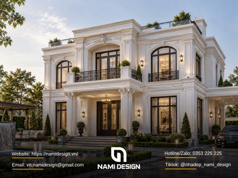 Biệt thự cổ điển cách tân mái bằng