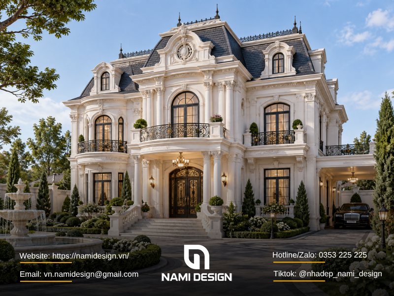 Biệt thự cổ điển cách tân mái Mansard