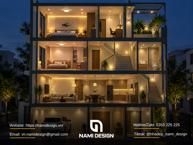 Bố trí chiếu sáng nhà phố theo công năng thực tế