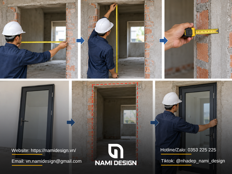 Cách kiểm tra kích thước trước khi xây ô chờ và đặt cửa