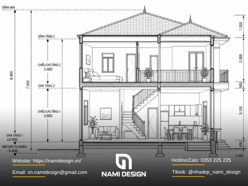 Chiều cao nhà 2 tầng bao nhiêu là chuẩn