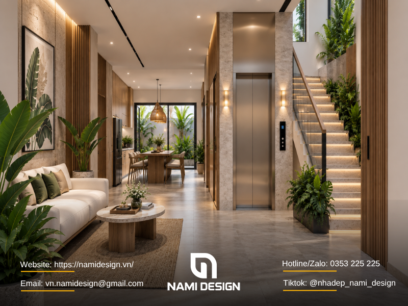 Không gian nhà phố 5 tầng phong cách Modern Tropical