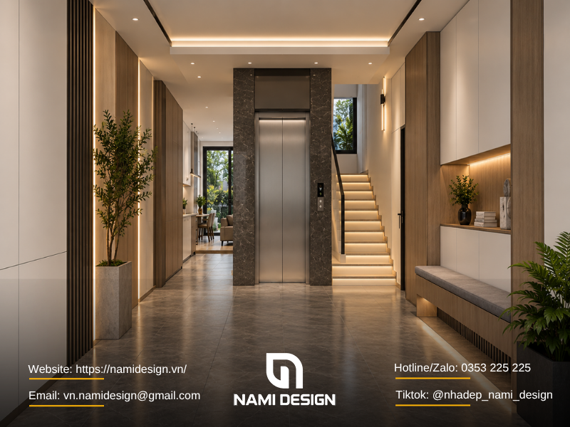 Không gian nhà phố 5 tầng tối giản tiết chế