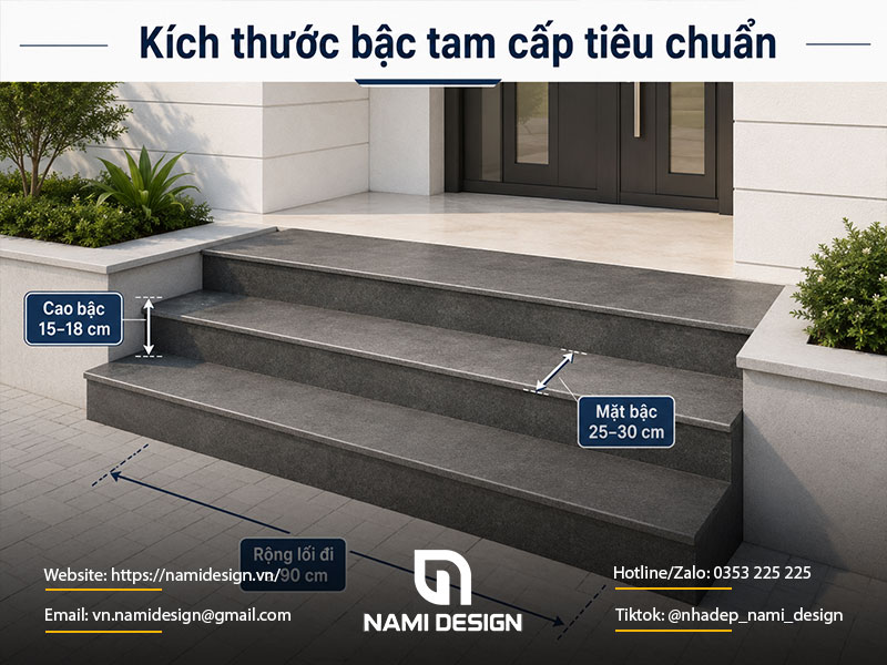 Kích thước bậc tam cấp tiêu chuẩn