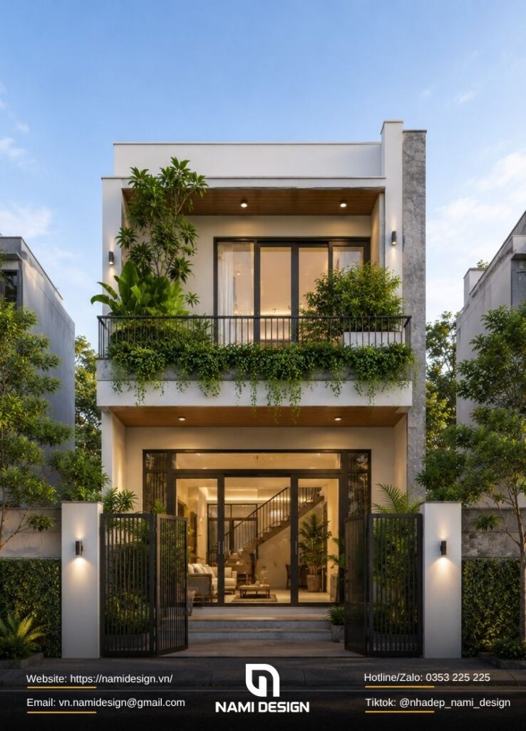 Mẫu nhà 2 tầng 40m2 có ban công
