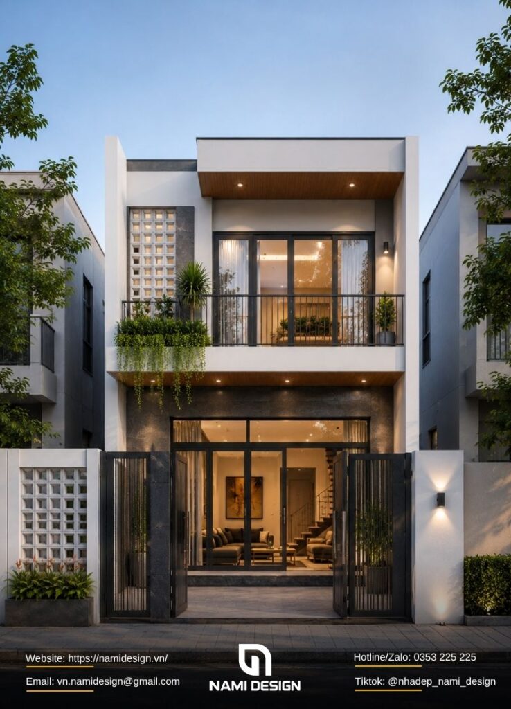 Mẫu nhà 2 tầng 40m2 mái bằng