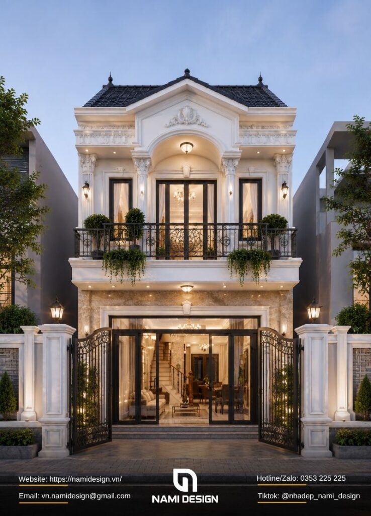 Mẫu nhà 2 tầng 40m2 tân cổ điển