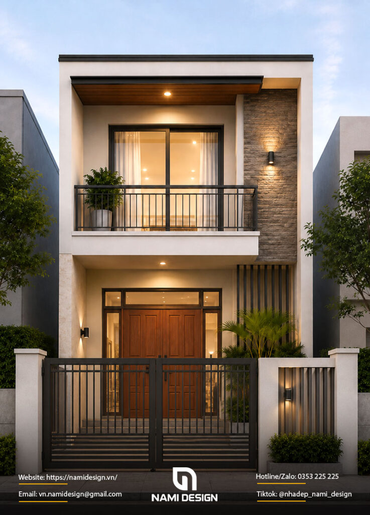 Mẫu nhà 2 tầng 4x10m 4m mặt tiền