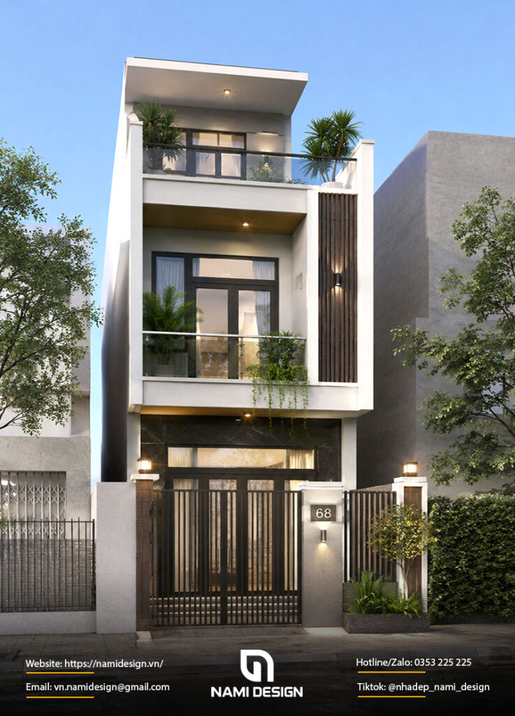 Mẫu nhà 2 tầng 4x10m có tầng tum