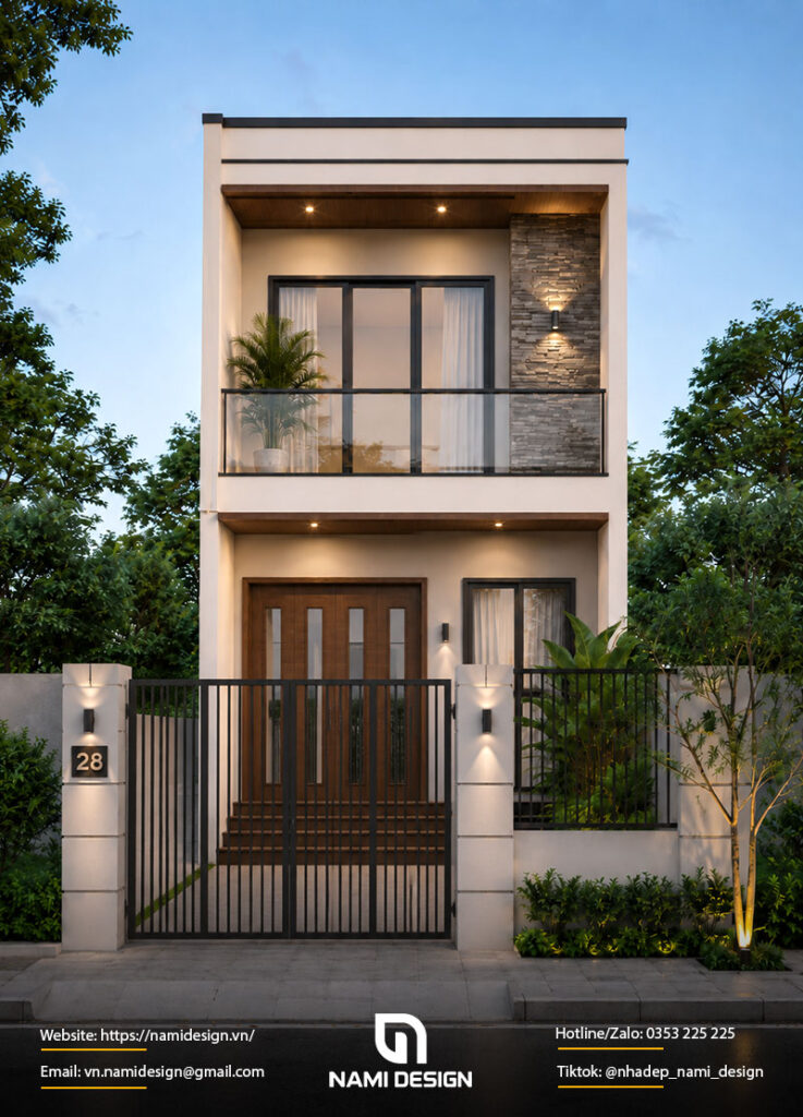 Mẫu nhà 2 tầng 4x10m mái bằng