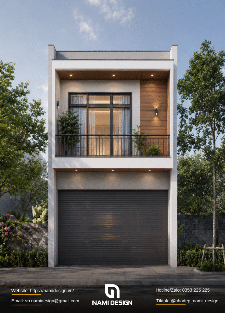 Mẫu nhà 2 tầng 4x12m có gara ô tô