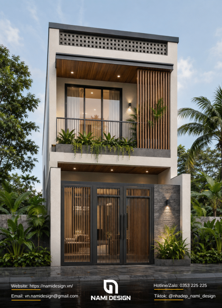 Mẫu nhà 2 tầng 4x12m phong cách Modern Tropical