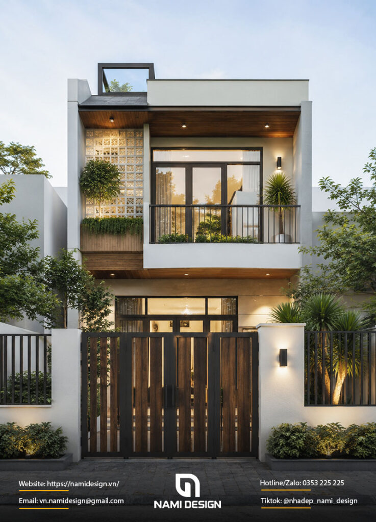 Mẫu nhà 2 tầng 50m2 có giếng trời