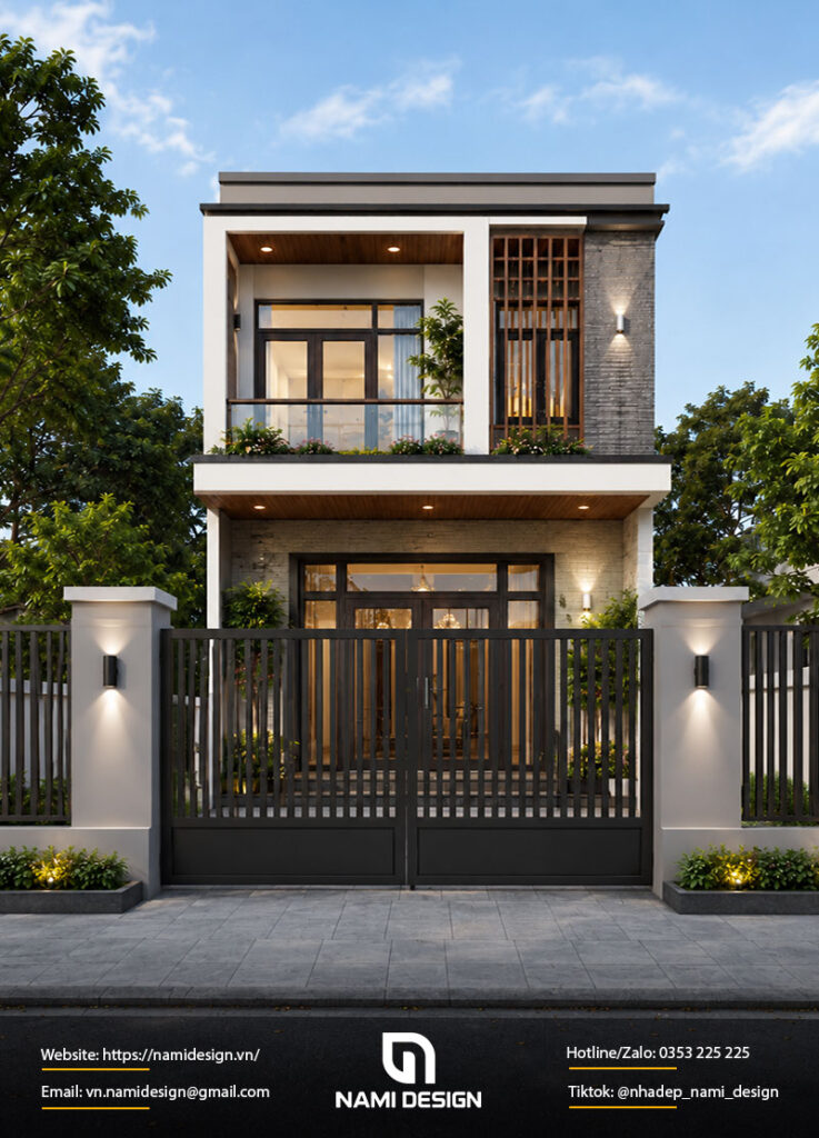 Mẫu nhà 2 tầng 50m2 có sân trước