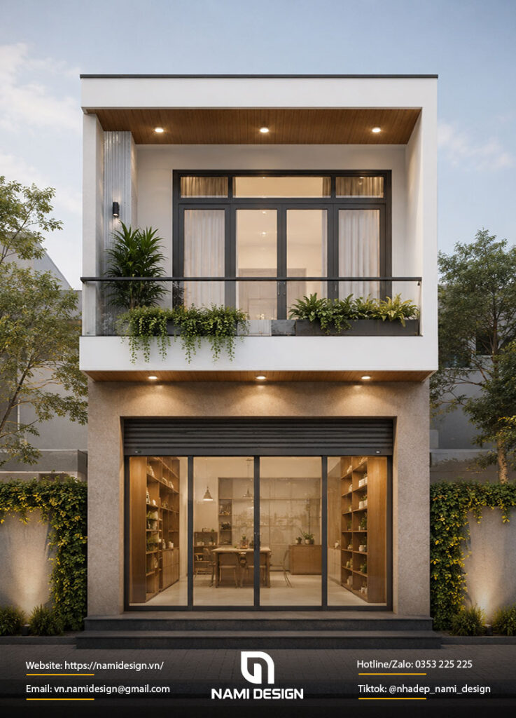 Mẫu nhà 2 tầng 50m2 kết hợp kinh doanh