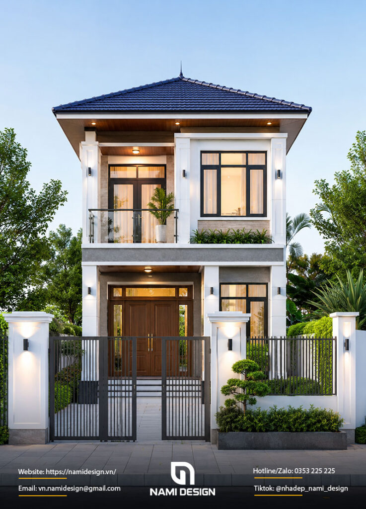 Mẫu nhà 2 tầng 50m2 mái Nhật