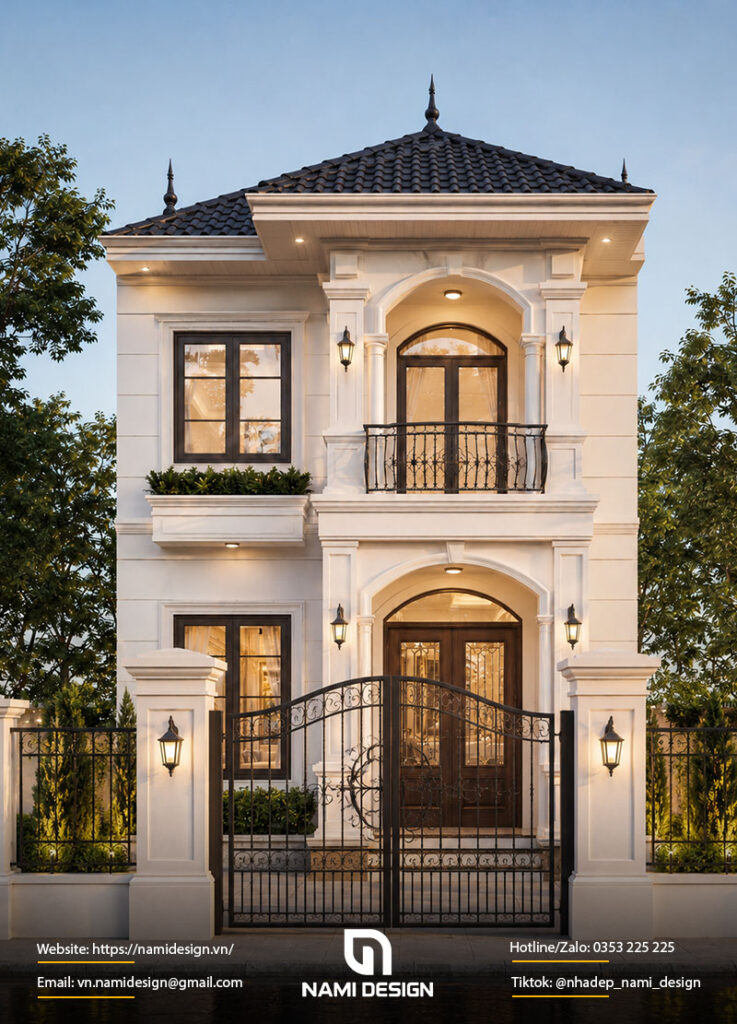 Mẫu nhà 2 tầng 50m2 tân cổ điển
