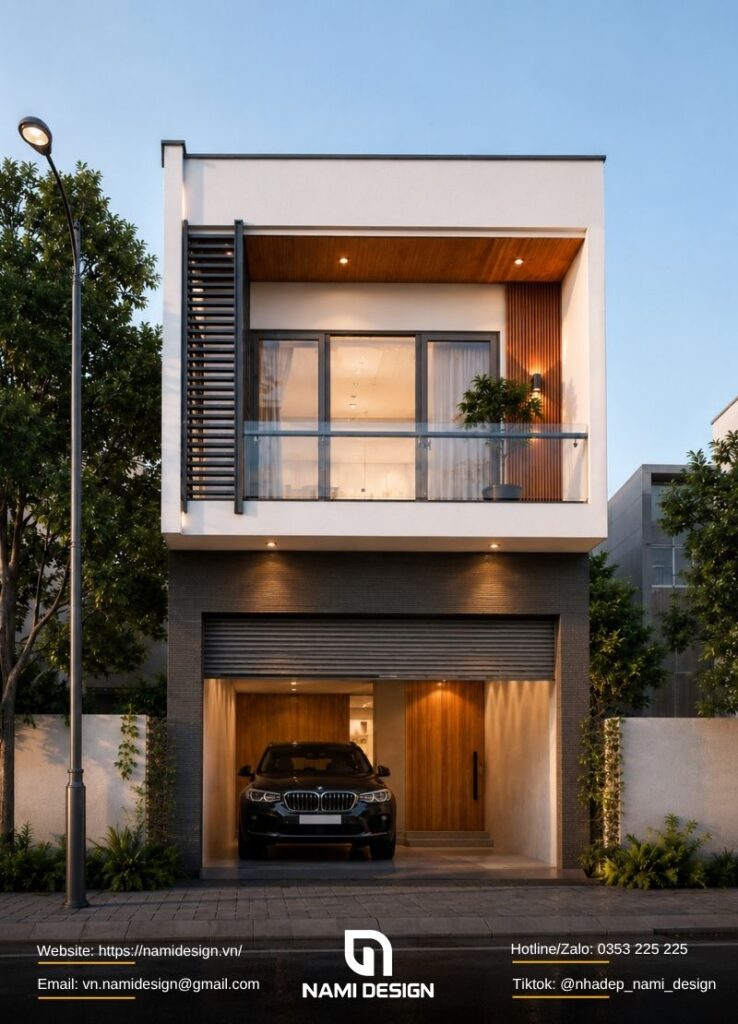 Mẫu nhà 2 tầng 5x20m có gara ô tô