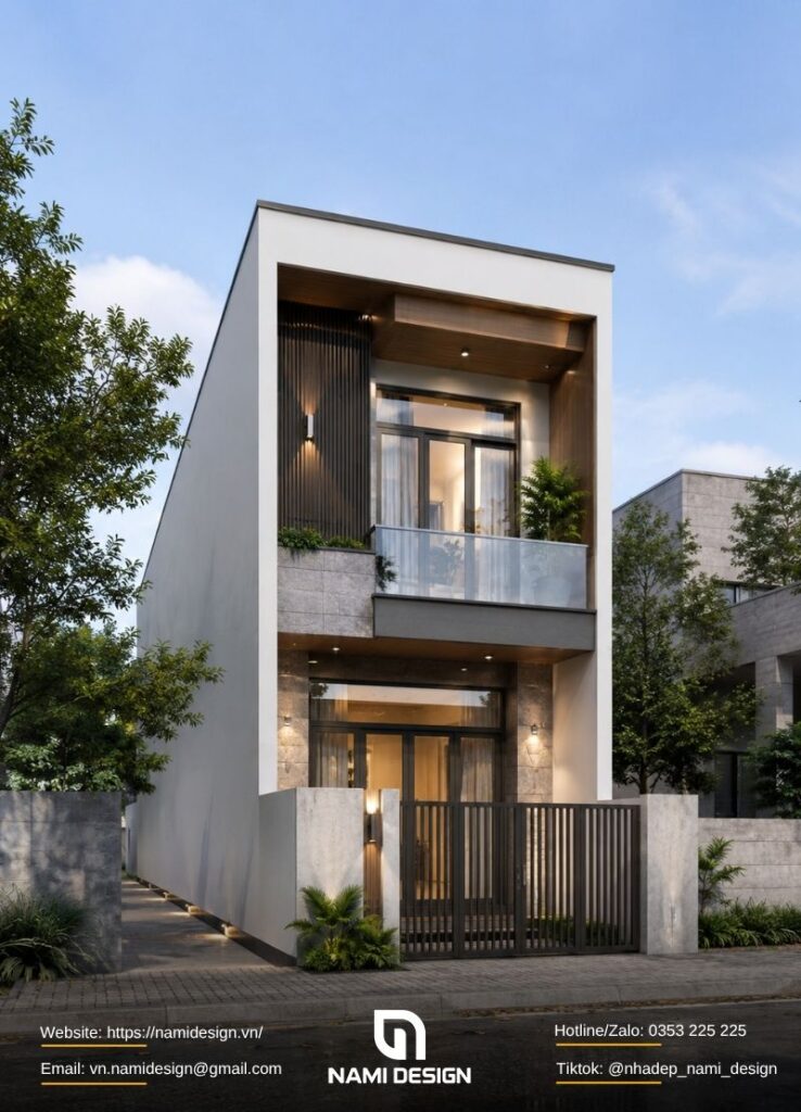 Mẫu nhà 2 tầng 5x20m hiện đại