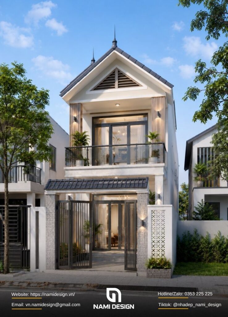 Mẫu nhà 2 tầng 5x20m mái Thái
