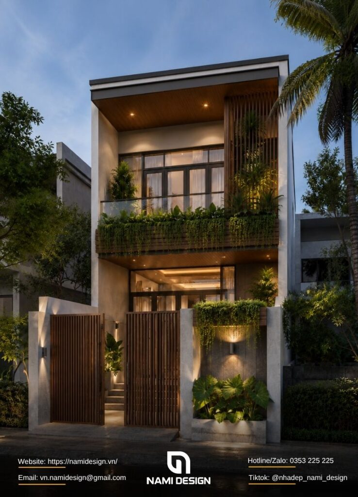 Mẫu nhà 2 tầng 5x20m Modern Tropical